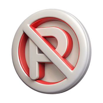 elegant artistic White No Parking Sign Transparent Background Cutout high quality png