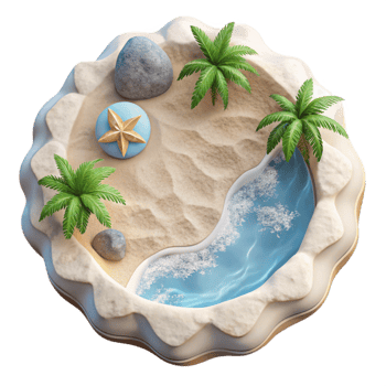 serene traditional White Sand Beach Top Down View Transparent detailed png