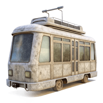 vibrant artistic White Tram Side View Transparent Cutout premium png