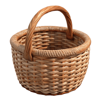 elegant classic Wicker Basket with Handle Isolated on Transparent Background exclusive png
