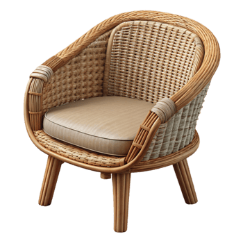 beautiful creative Wicker Chair Front View Isolated with Woven Texture premium png