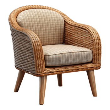 elegant vintage Wicker Chair Front View Isolated with Woven Texture high resolution png