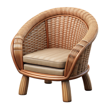 beautiful creative Wicker Chair Front View Isolated with Woven Texture genuine png