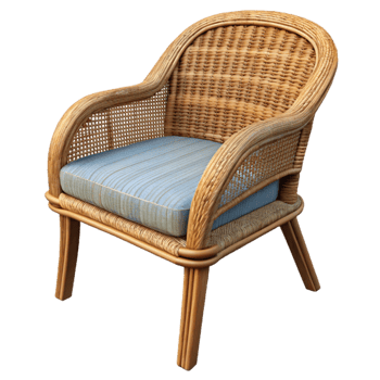 serene abstract Wicker Chair with Woven Seat Transparent Background detailed png