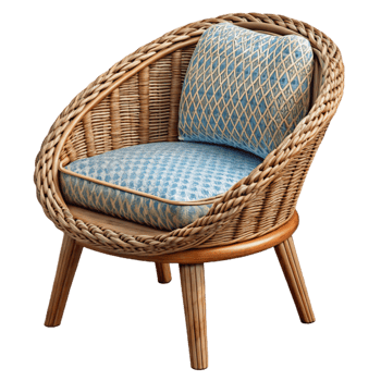 elegant traditional Wicker Chair with Woven Seat Transparent Background png