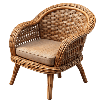 wonderful traditional Wicker Chair with Woven Seat Transparent Background professional png