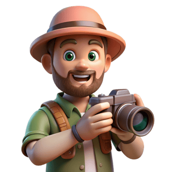 dramatic vintage Wildlife Photographer with Camera Cutout genuine png