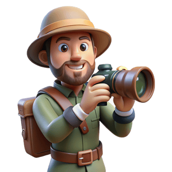 wonderful artistic Wildlife Photographer with Telephoto Lens Cutout detailed png
