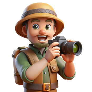 vibrant artistic Wildlife Photographer with Telephoto Lens Cutout premium png