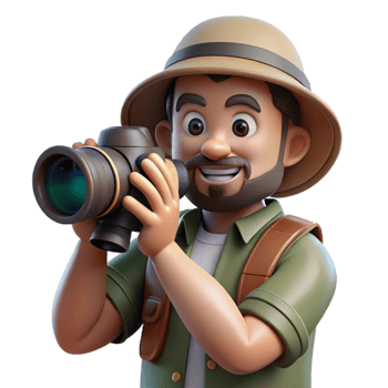 dramatic traditional Wildlife Photographer with Telephoto Lens Cutout genuine png