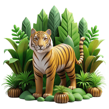 stunning minimalist Wildlife Photography with Tiger in Jungle Cutout detailed png