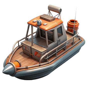stunning modern Wildlife Rescue Boat on Water Isolated authentic png