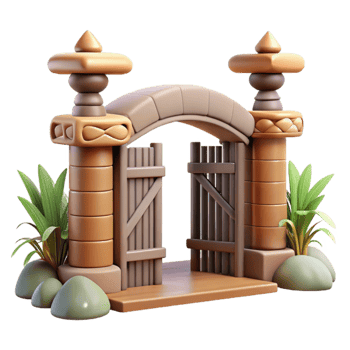 elegant artistic Wildlife Sanctuary Gate Open View Isolated professional png
