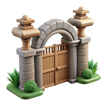 elegant abstract Wildlife Sanctuary Gate Open View Isolated premium png
