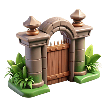 extraordinary traditional Wildlife Sanctuary Gate Open View Isolated png