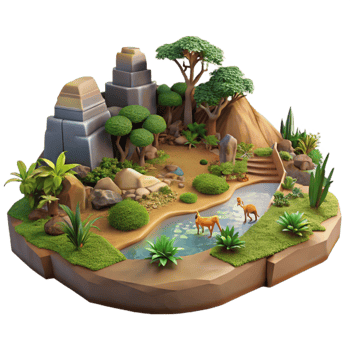 wonderful contemporary Wildlife Sanctuary Landscape Panorama Transparent Background premium png
