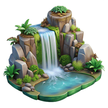 wonderful creative Wildlife Sanctuary Waterfall Scenic View Transparent Background high resolution png