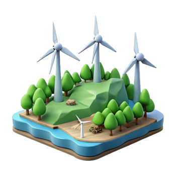 extraordinary classic Wind Farm Landscape Panoramic View Cutout Element premium png
