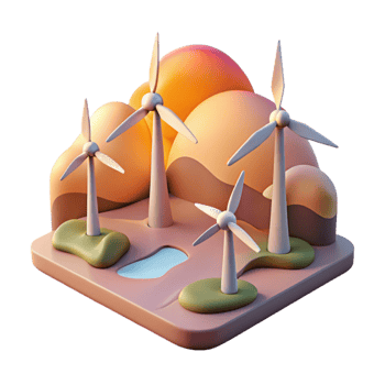 magnificent rustic Wind Farm Landscape Sunset View Cutout Element high resolution png
