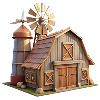 magnificent creative Windmill and Barn Isolated exclusive png