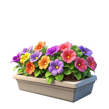 serene traditional Window Box Flower Display Isolated Colorful Petunias detailed png