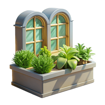 vibrant traditional Window Box Herb Garden Cutout Bright Sunlight high quality png