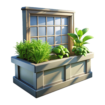 impressive artistic Window Box Herb Garden Cutout Bright Sunlight high resolution png