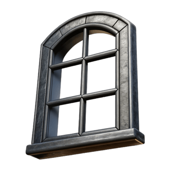 serene classic Window Frame Metal Black Isolated Cutout high quality png
