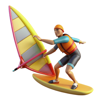 impressive traditional Windsurfer Action Pose Dynamic Angle Isolated original png