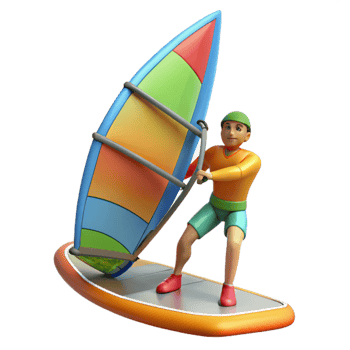 magnificent traditional Windsurfer Colorful Sail Action Pose Transparent Background professional png