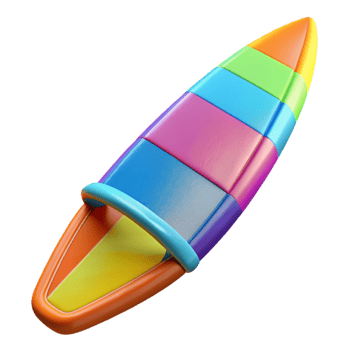 beautiful traditional Windsurfing Board Brightly Colored Isolated Cutout high resolution png