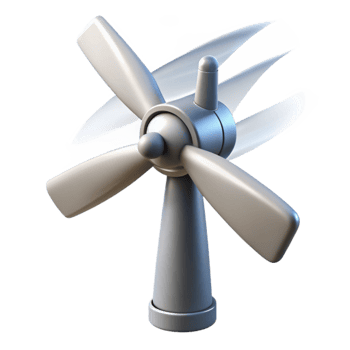 serene minimalist Wind Turbine Blades Rotating Isolated Element original png