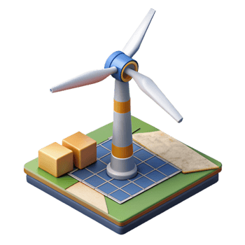 serene rustic Wind Turbine Construction Process Diagram Cutout exclusive png