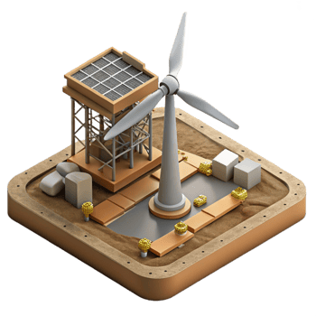 magnificent abstract Wind Turbine Construction Site Aerial View Transparent Background professional png