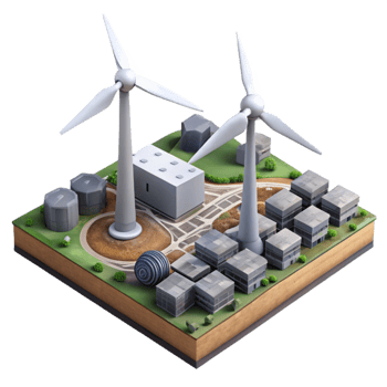wonderful artistic Wind Turbine Farm Aerial View Isolated genuine png
