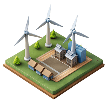 elegant traditional Wind Turbine Farm Aerial View Isolated genuine png