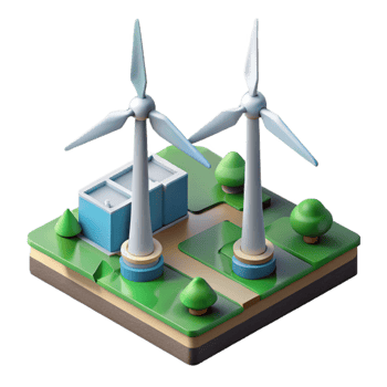 dramatic artistic Wind Turbine Farm Isometric View Cutout exclusive png