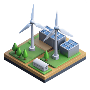 impressive minimalist Wind Turbine Farm Isometric View Cutout exclusive png