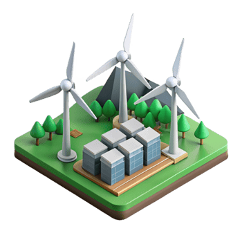 elegant contemporary Wind Turbine Farm Isometric View Cutout authentic png