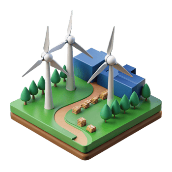 dramatic minimalist Wind Turbine Farm Landscape View Cutout png
