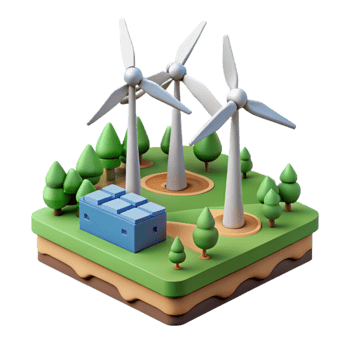 extraordinary artistic Wind Turbine Farm Landscape View Cutout premium png