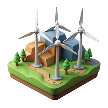 wonderful traditional Wind Turbine Farm Landscape View Cutout original png