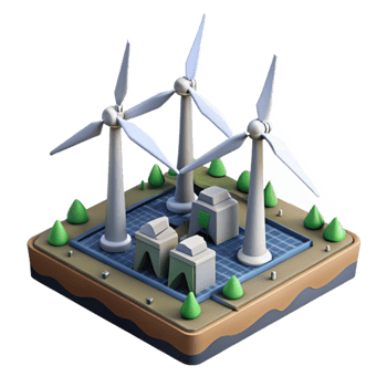 stunning creative Wind Turbine Farm Top View Isolated exclusive png