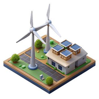 stunning rustic Wind Turbine Farm Top View Isolated high resolution png