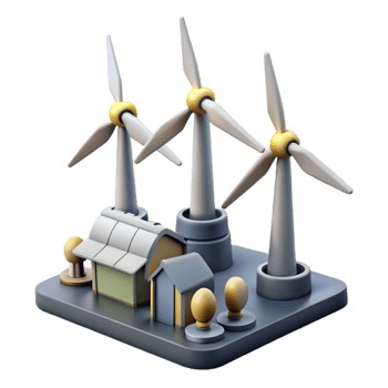 serene abstract Wind Turbine Farm with Multiple Turbines Isolated Element exclusive png