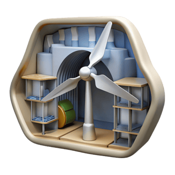 dramatic modern Wind Turbine Generator Interior Cutout premium png