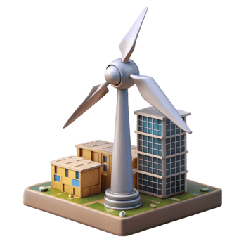 extraordinary abstract Wind Turbine in Urban Setting Transparent Background professional png