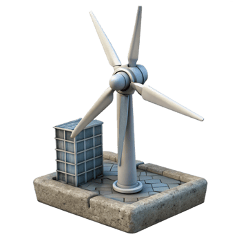impressive classic Wind Turbine in Urban Setting Transparent Background png