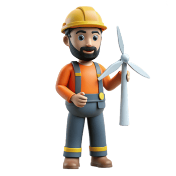 stunning abstract Wind Turbine Maintenance Worker Cutout professional png
