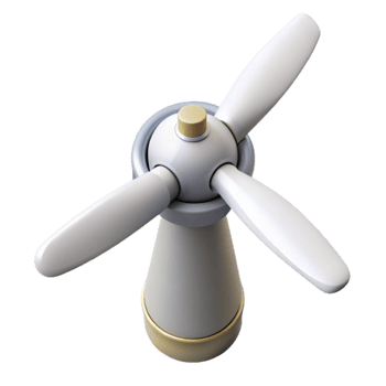 impressive abstract Wind Turbine Top View with White Background Isolated high resolution png